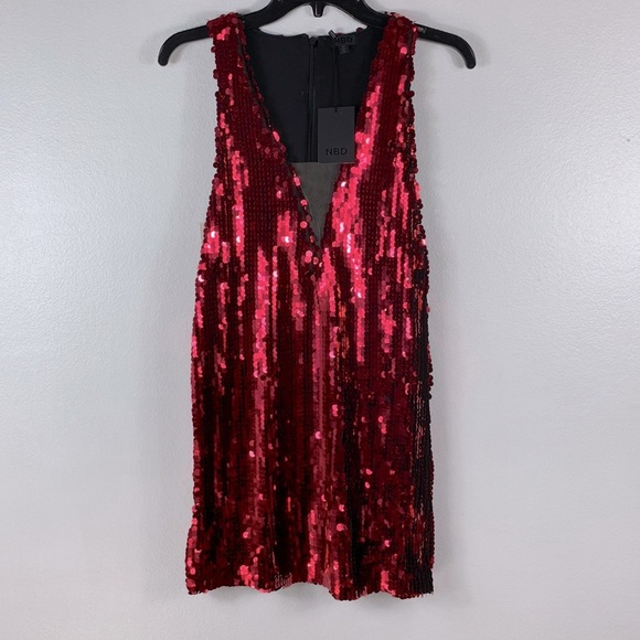 NBD Revolve Sequin Raspberry Mini Sleeveless Cocktail Dress - Picture 4 of 7